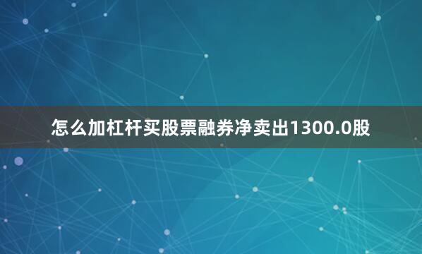 怎么加杠杆买股票融券净卖出1300.0股